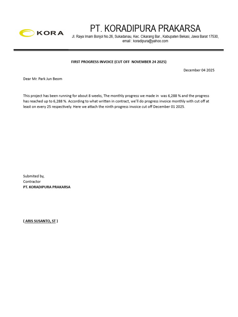 December 2025 Progress Invoice Summary | PDF