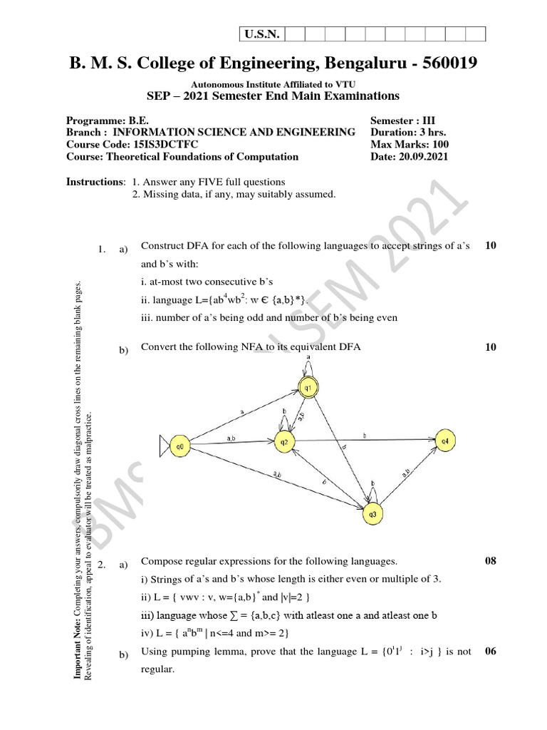 15IS3DCTFC | PDF | Regular Expression | Computer Science