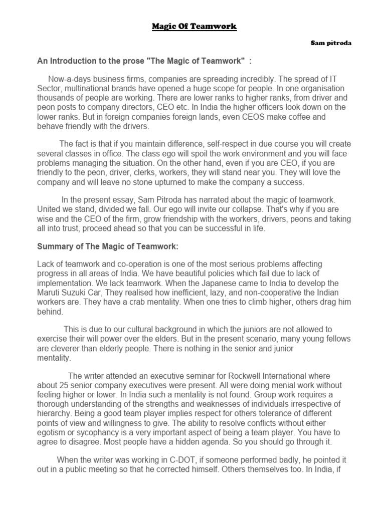 The Importance of Teamwork in Business | PDF | Leadership | Social ...