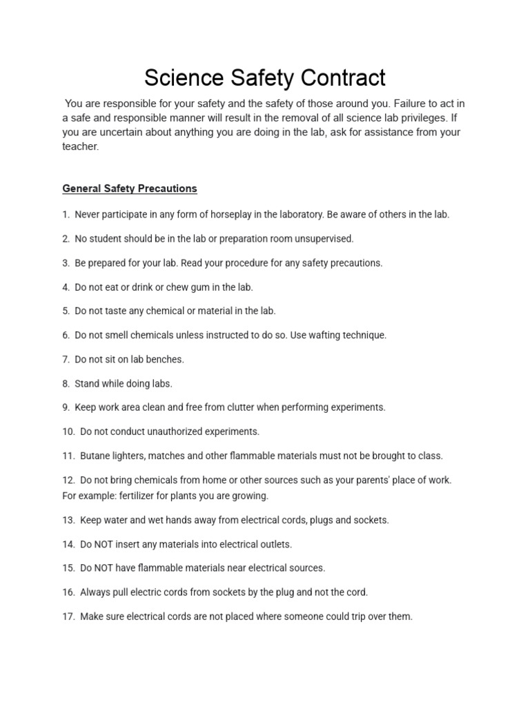 Science Lab Safety Guidelines | PDF