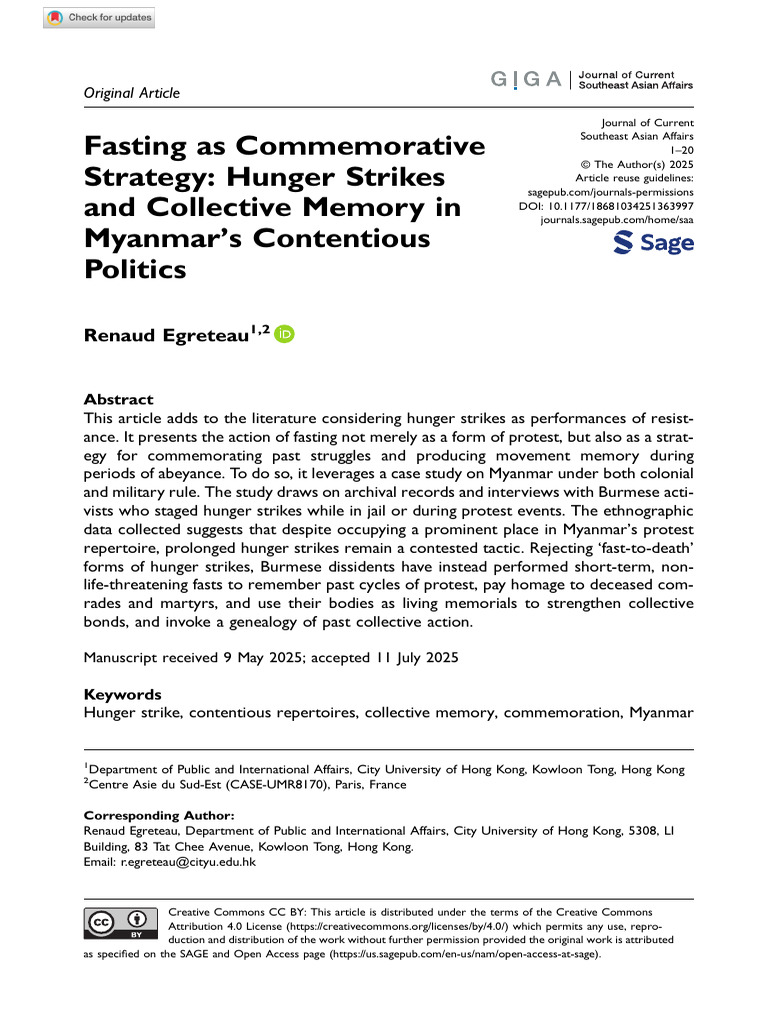 Hunger Strikes in Myanmar's Politics | PDF