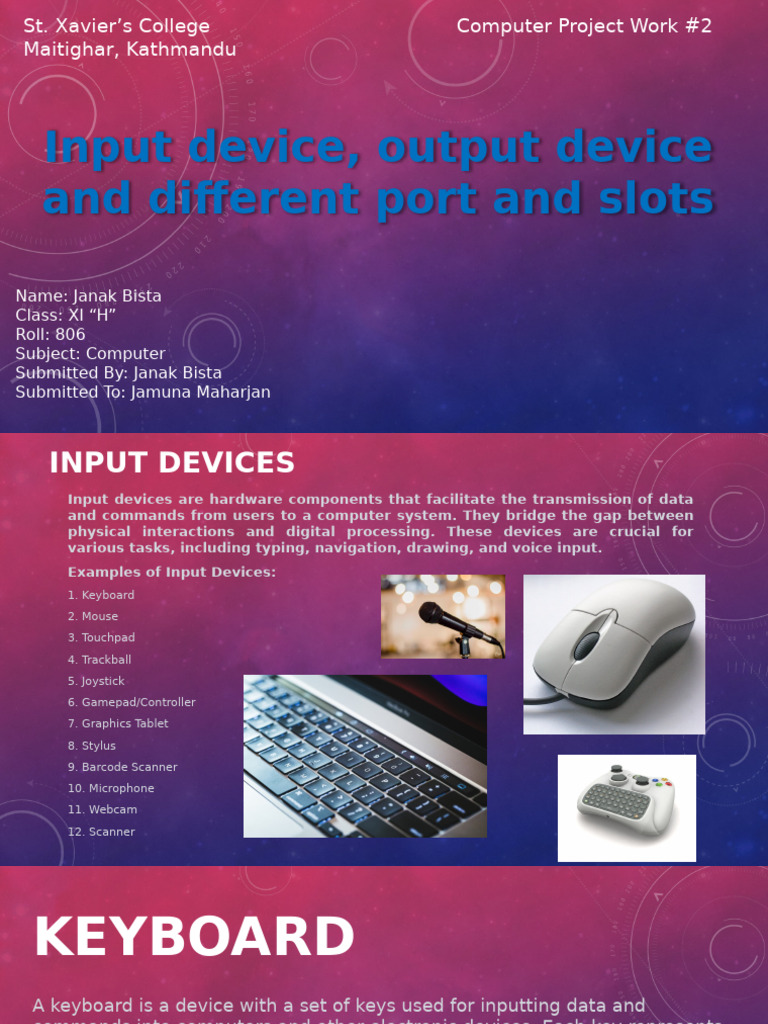 Input and Output Devices Overview | PDF | Printer (Computing) | Usb