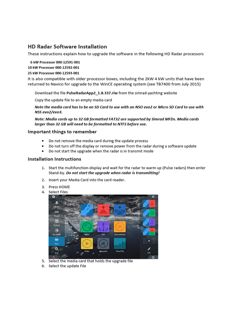En-us-HD Radar Software Installation Instructions WEB | PDF