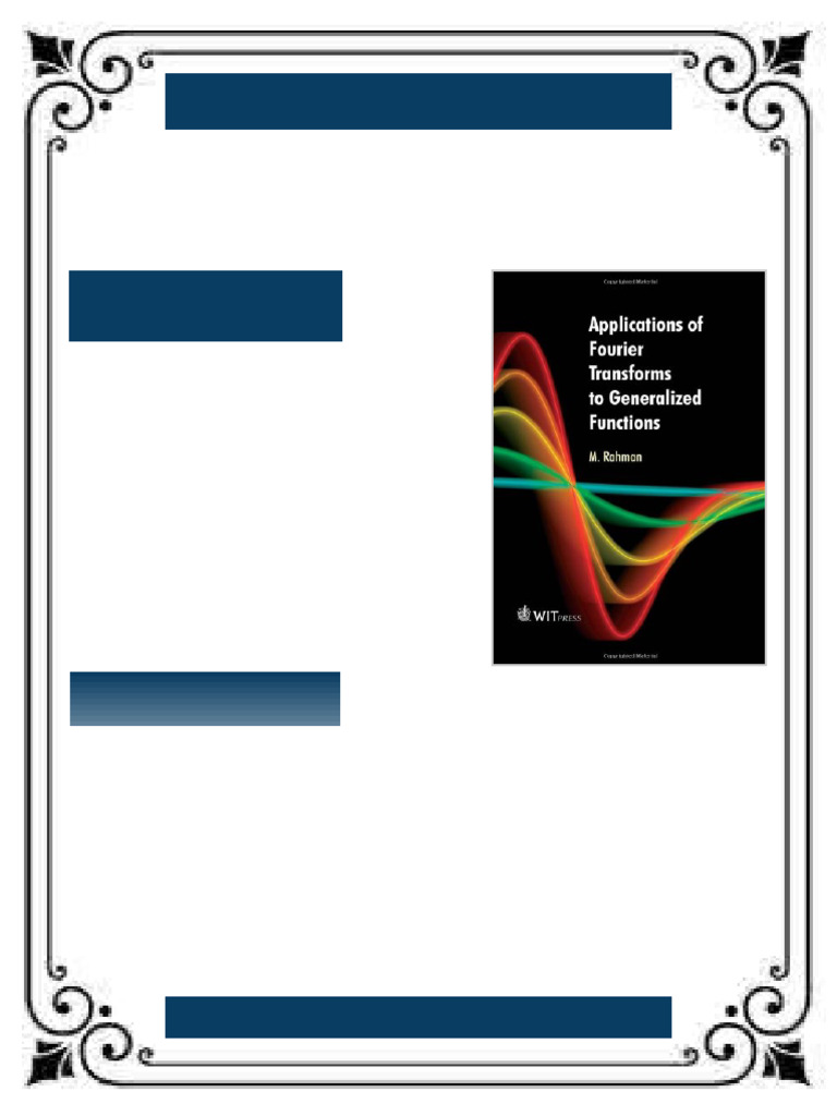 Applications of Fourier Transforms to Generalized Functions 1st Edition ...