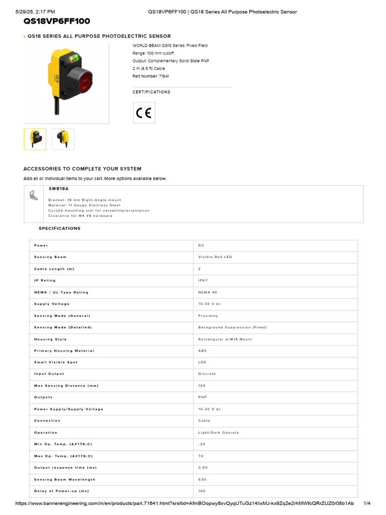QS18 Series Photoelectric Sensor Guide | PDF | Screw