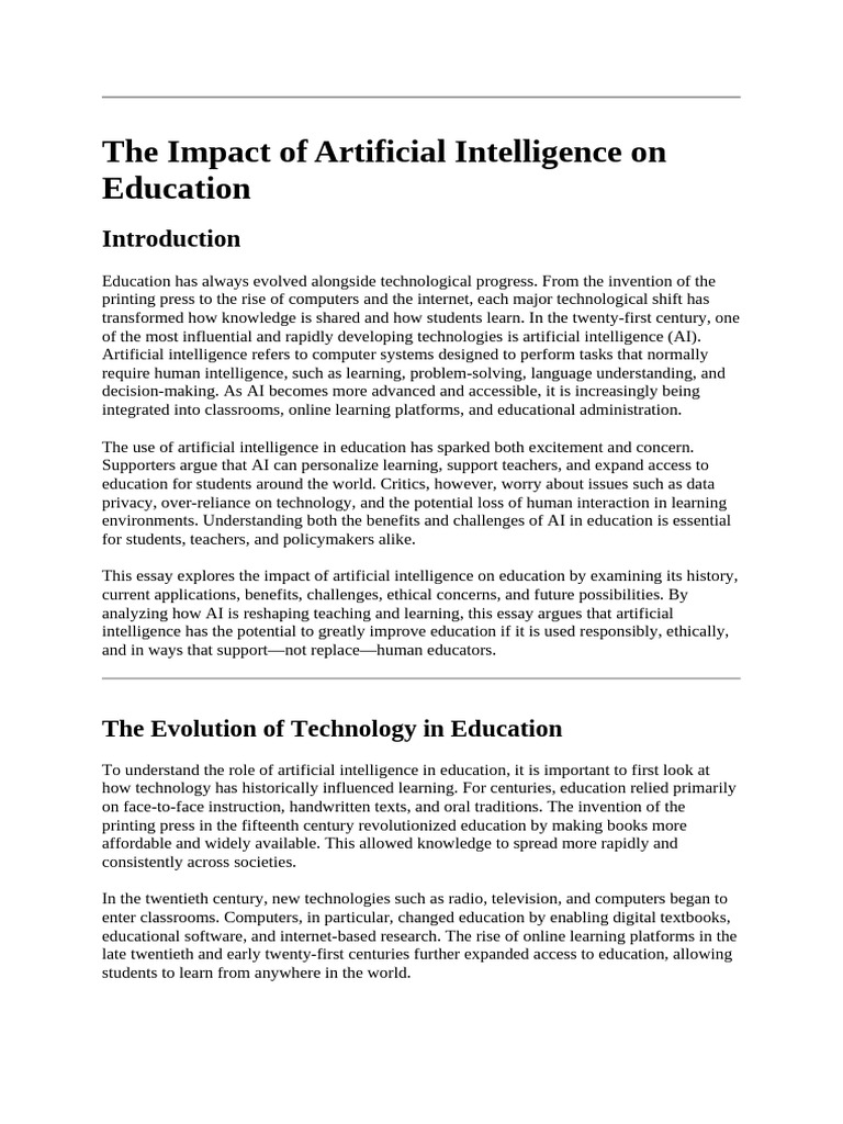 AI's Transformative Role in Education | PDF | Artificial Intelligence ...