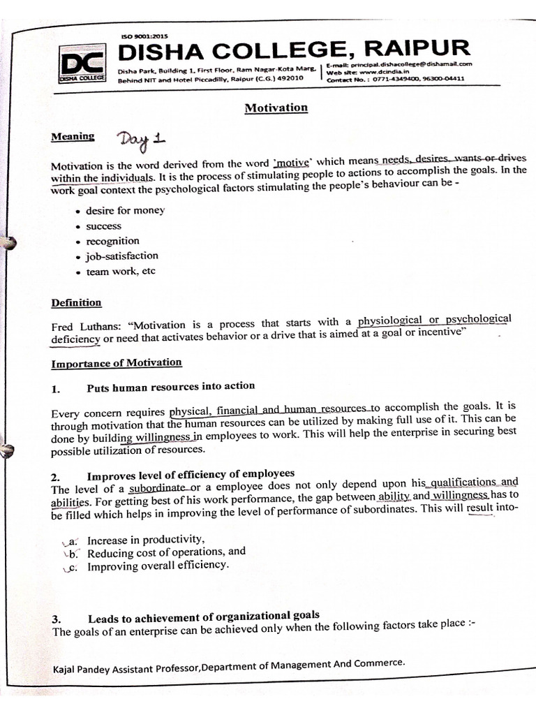 Unit 2 Organisational Behaviour Notes | PDF
