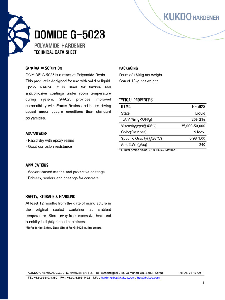 DOMIDE G-5023 Polyamide Hardener Data | PDF