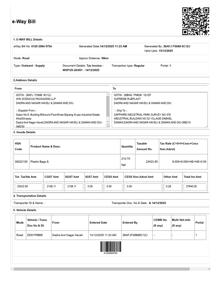 E-Way Bill Details and Transportation Info | PDF | Public Finance | Taxes