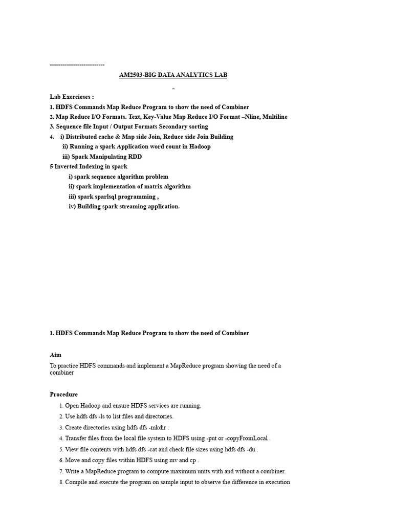 Am2503 Big Data Analytics Lab Exes | PDF | Matrix (Mathematics ...