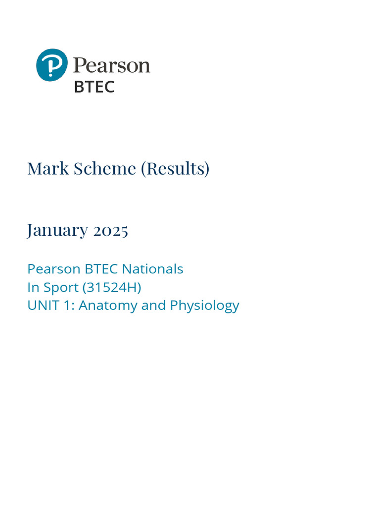BTEC Sport Anatomy and Physiology Mark Scheme | PDF | Respiratory ...