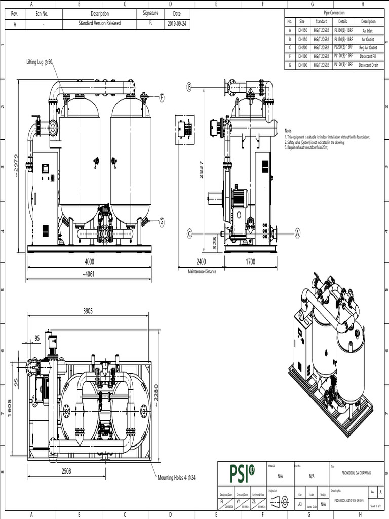 Ga Drawing Pbd6000ol | PDF | Gas Technologies | Mechanical Engineering