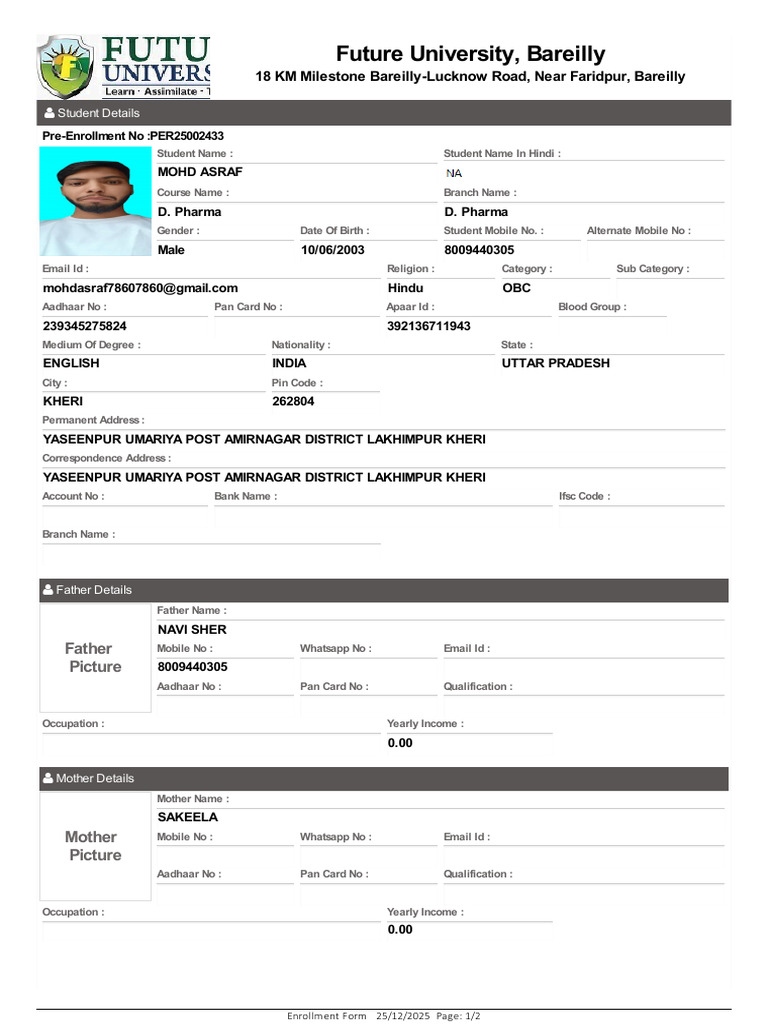 Enrollment Form | PDF | Authentication | Access Control