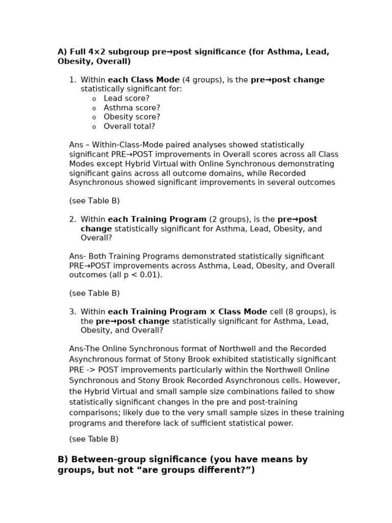Pre-Post Analysis of Health Outcomes | PDF | Student's T Test ...