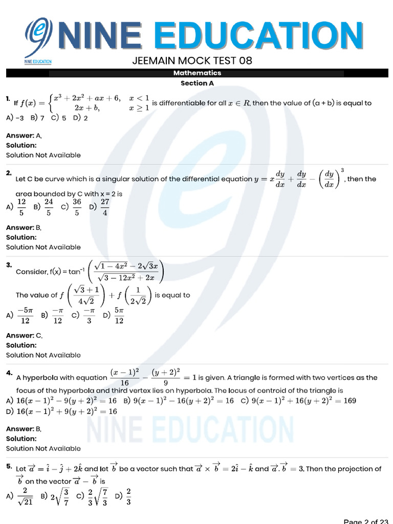 JEE Main Mock Test 08 Rankings | PDF