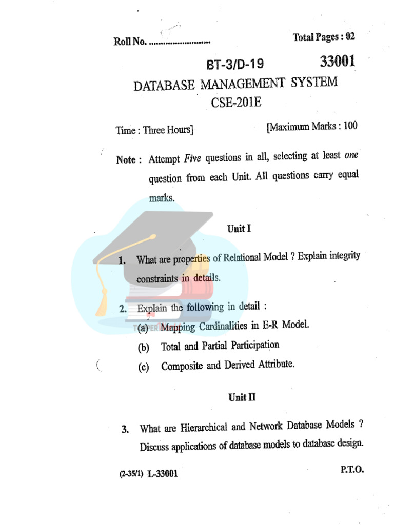 Dbms 2019 Kuk Cse 3rd Sem | PDF