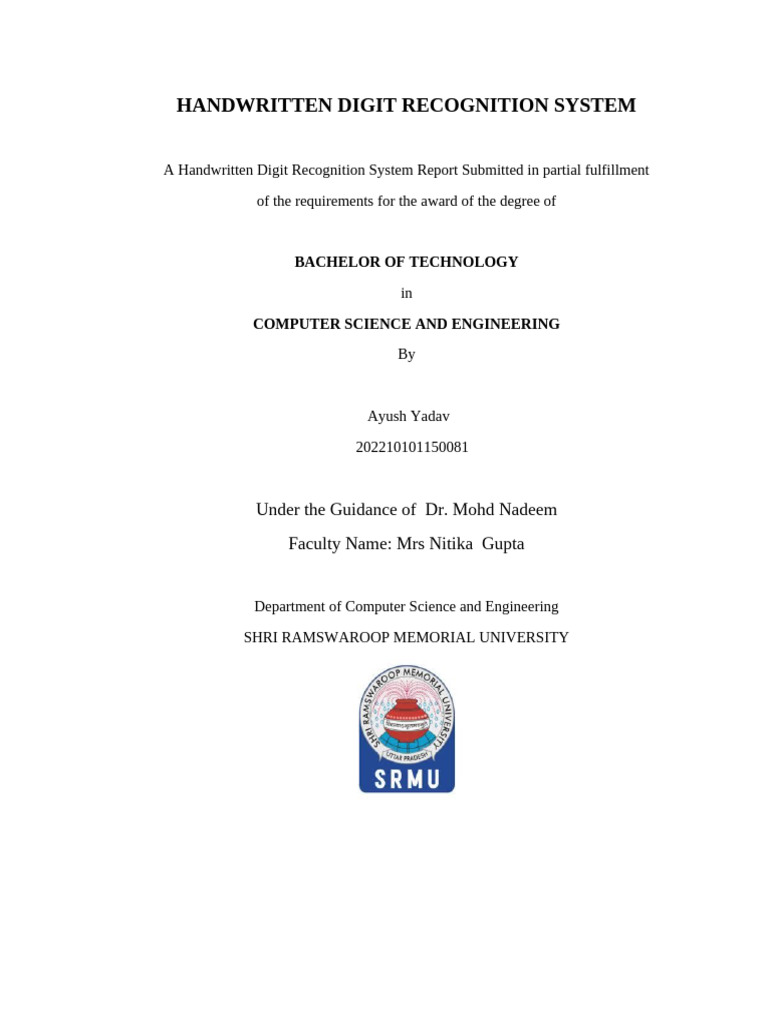 Handwritten Digit Recognition System | PDF | Deep Learning | Artificial ...