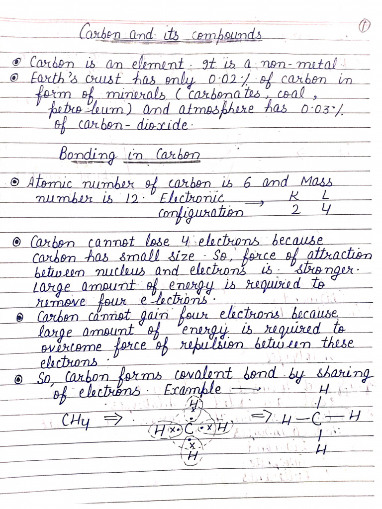 Carbon and Its Compounds Notes | PDF