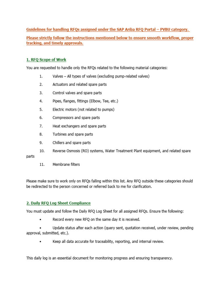 SAP Ariba RFQ Handling Guidelines | PDF | Valve