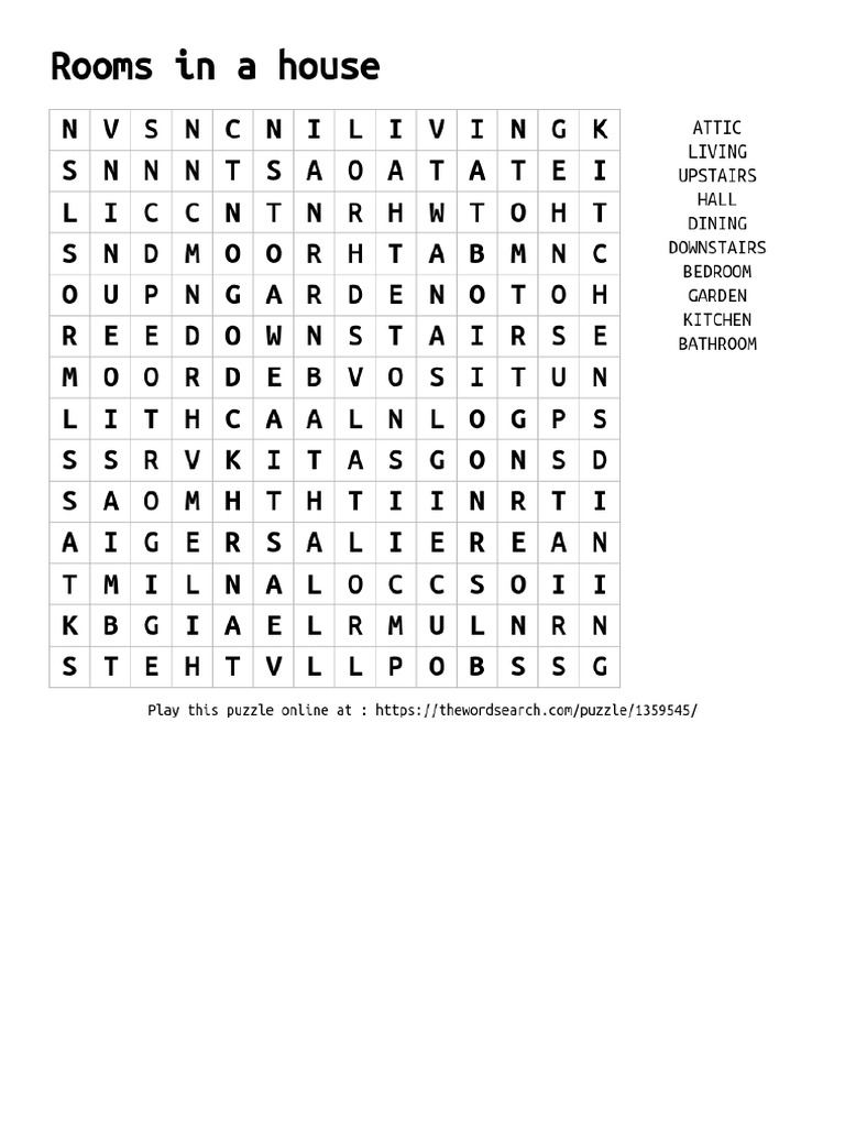 Thewordsearch Com Rooms in A House 1359545 | PDF