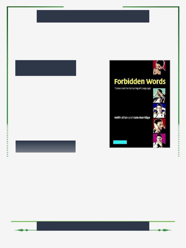 Forbidden Words Taboo and the Censoring of Language 4th printing ...