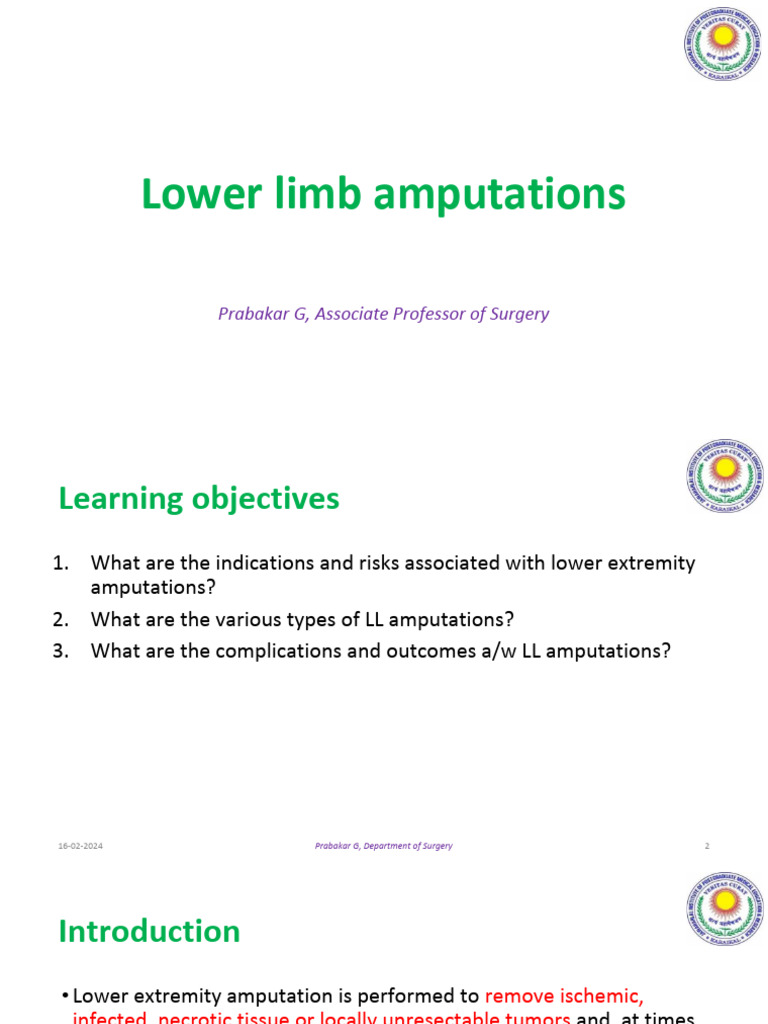 Understanding Lower Limb Amputations | PDF | Amputation | Ischemia