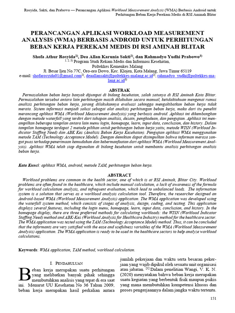 Aplikasi WMA Android untuk Beban Kerja Medis | PDF