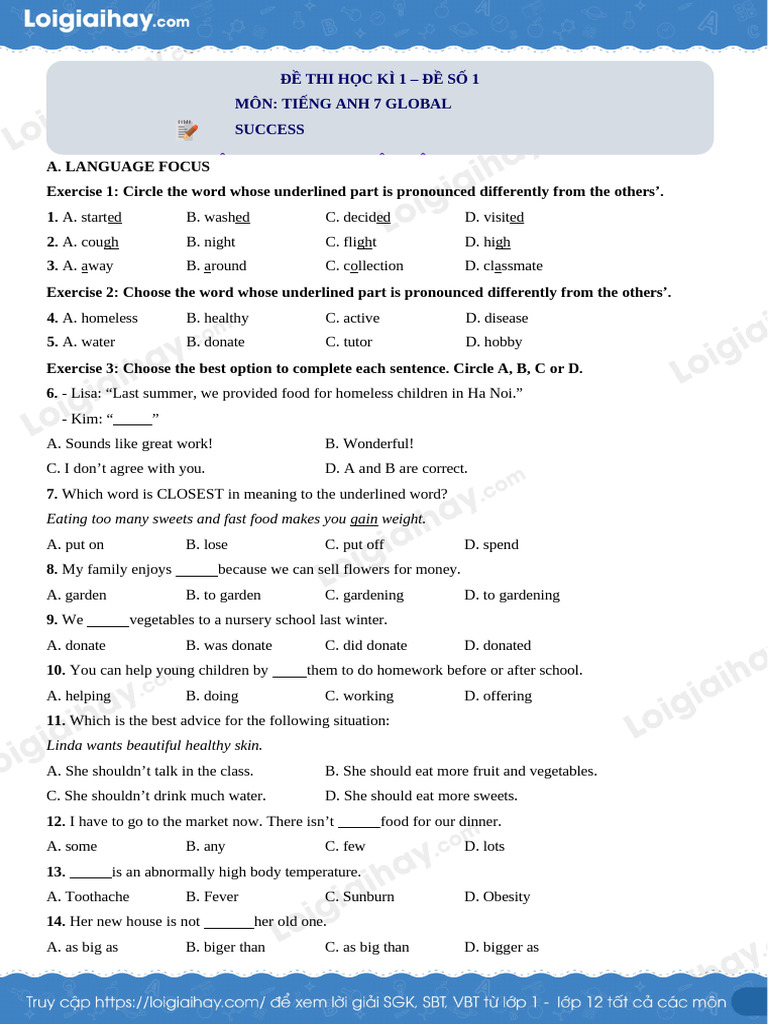 English Language Exercises for Grade 7 | PDF | Language Arts & Discipline