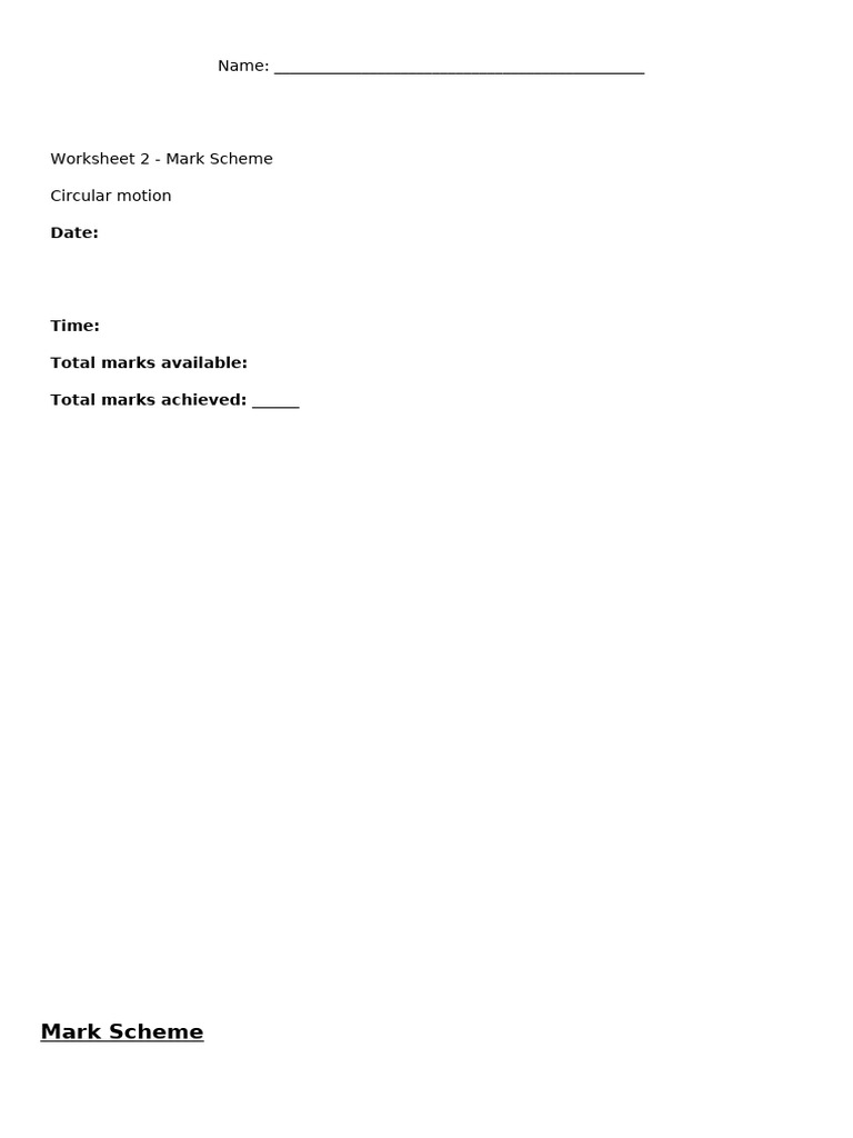 Circular Motion Worksheet 2 Ms | PDF