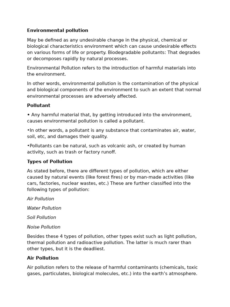 Understanding Environmental Pollution Types | PDF | Pollution | Water ...