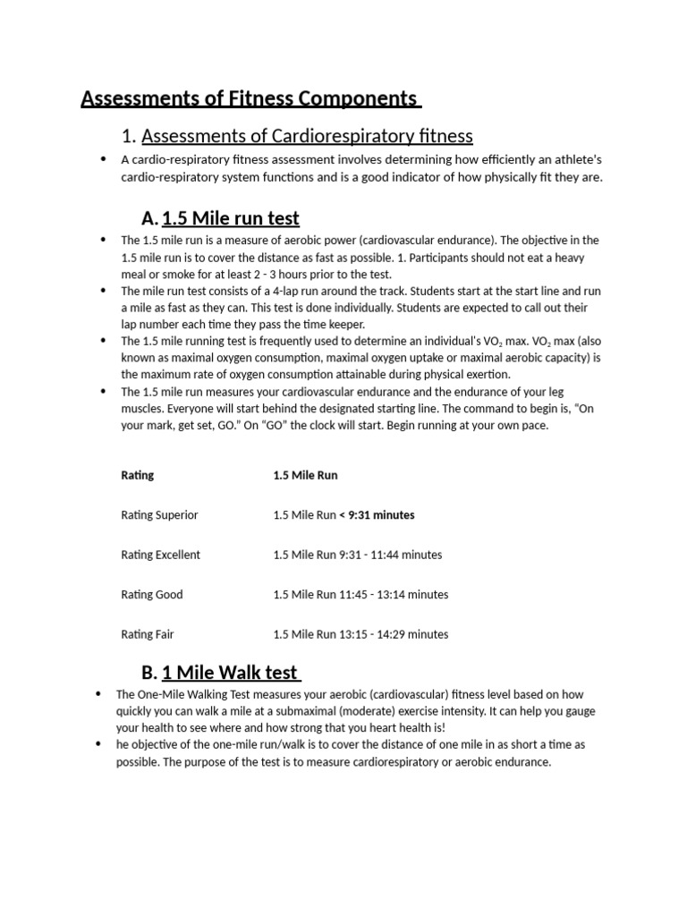 Fitness Component Assessment Guide | PDF | Physical Fitness