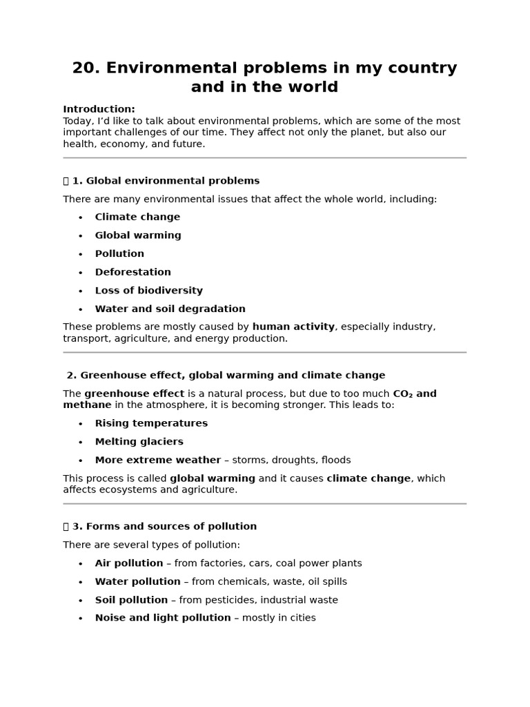Environmental Problems in My Country and in The World | PDF | Climate ...