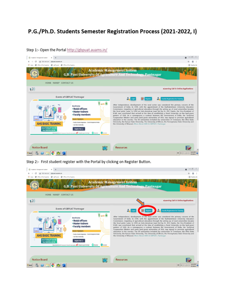 01.09.2021 PG Students Semester Registration Process | PDF