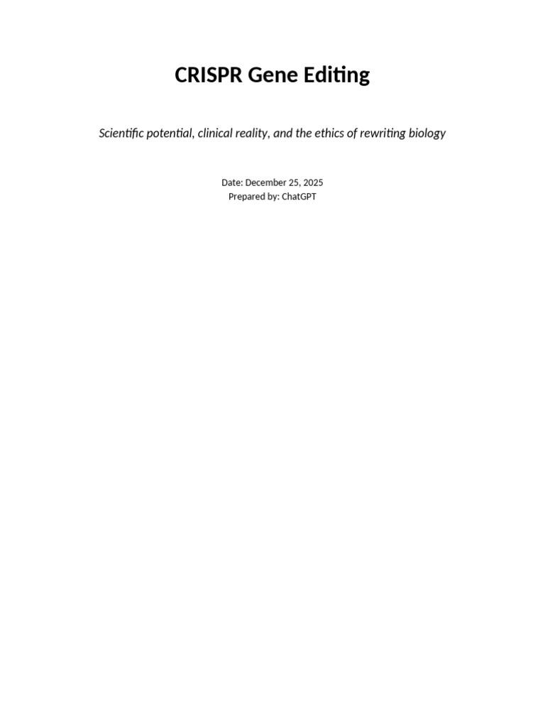 CRISPR Gene Editing: Ethics and Risks | PDF | Crispr | Genetics