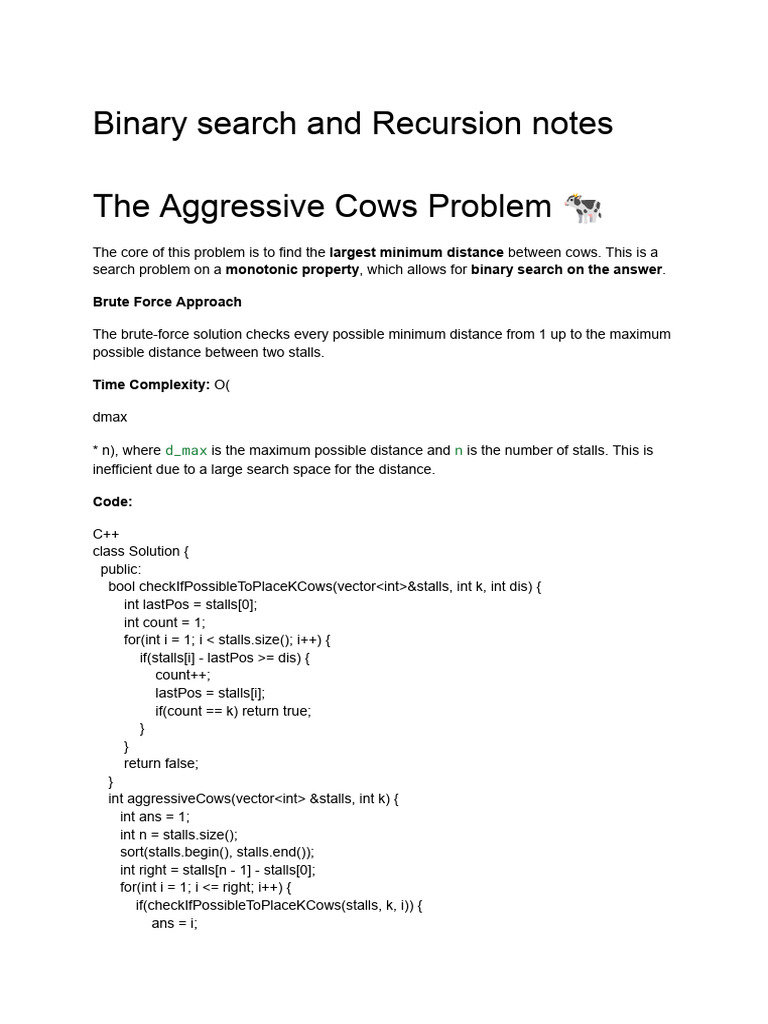 Binary Search and Recursion Notes | PDF