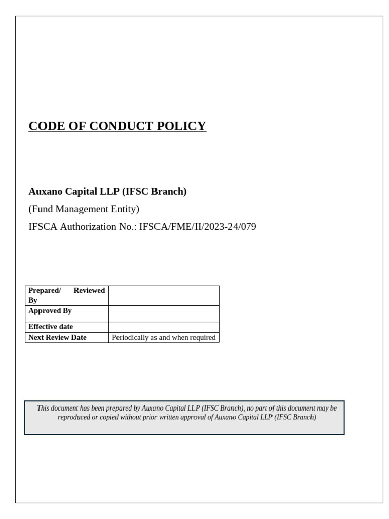 Code Od Conduct | PDF | Regulatory Compliance | Conflict Of Interest