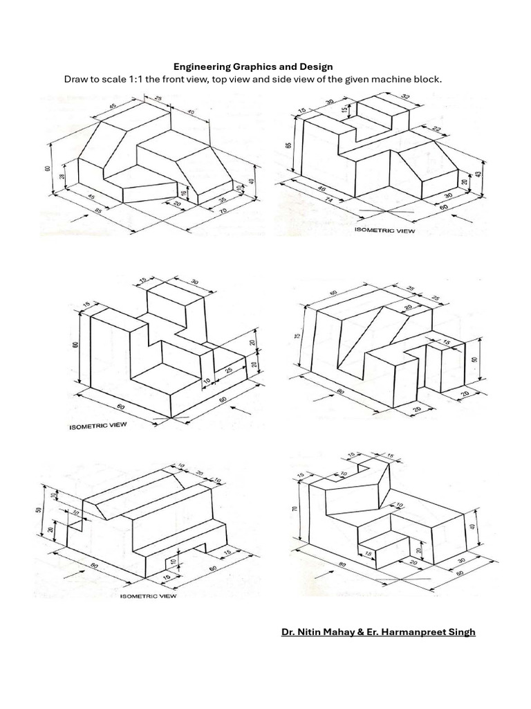 Engineering Graphics: Machine Block Views | PDF