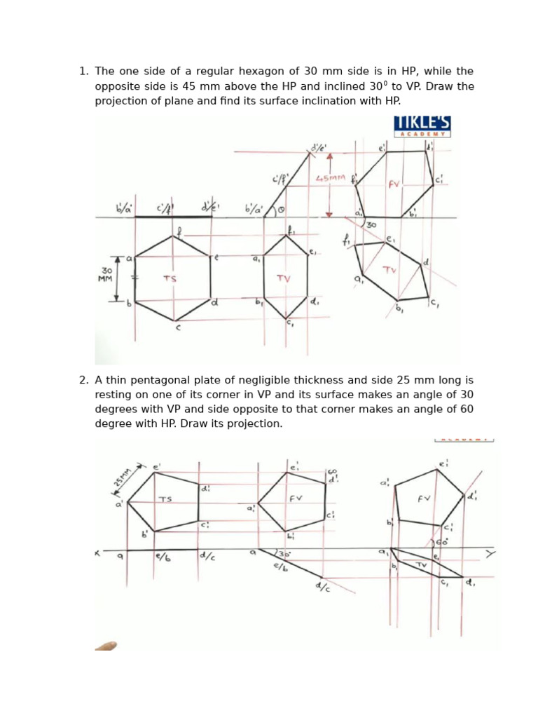 Projections of Hexagonal and Pentagonal Planes | PDF | Elementary ...