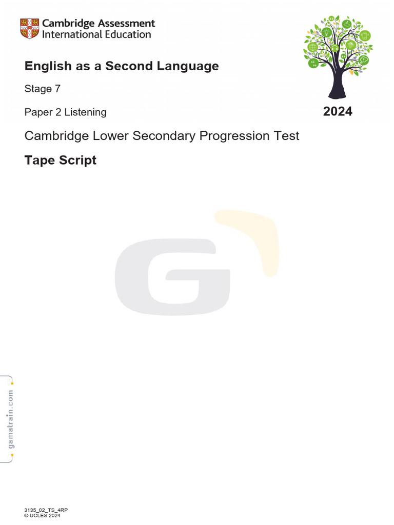 Stage 7 ESL Listening Test Tape Script | PDF