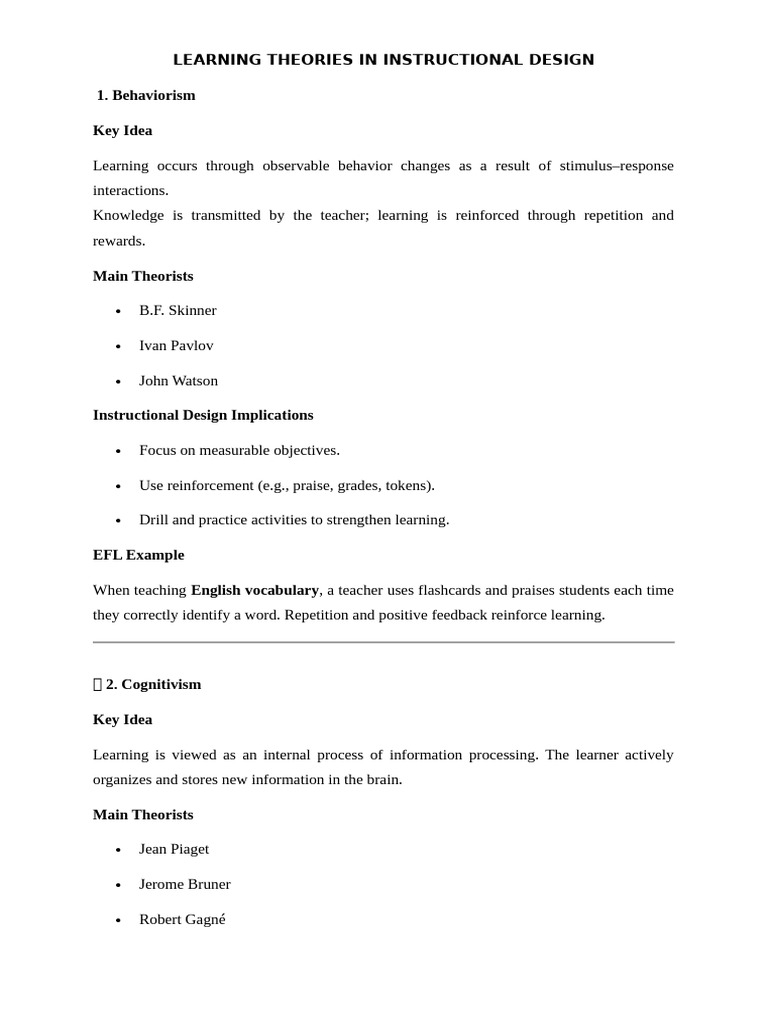 Learning Theories for Instructional Design | PDF | Learning ...
