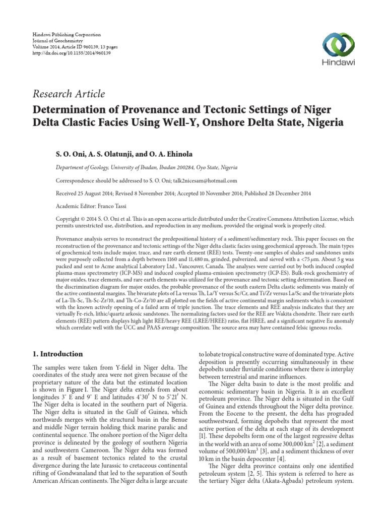 Oni, 2014 | PDF | Petrology | Physical Sciences