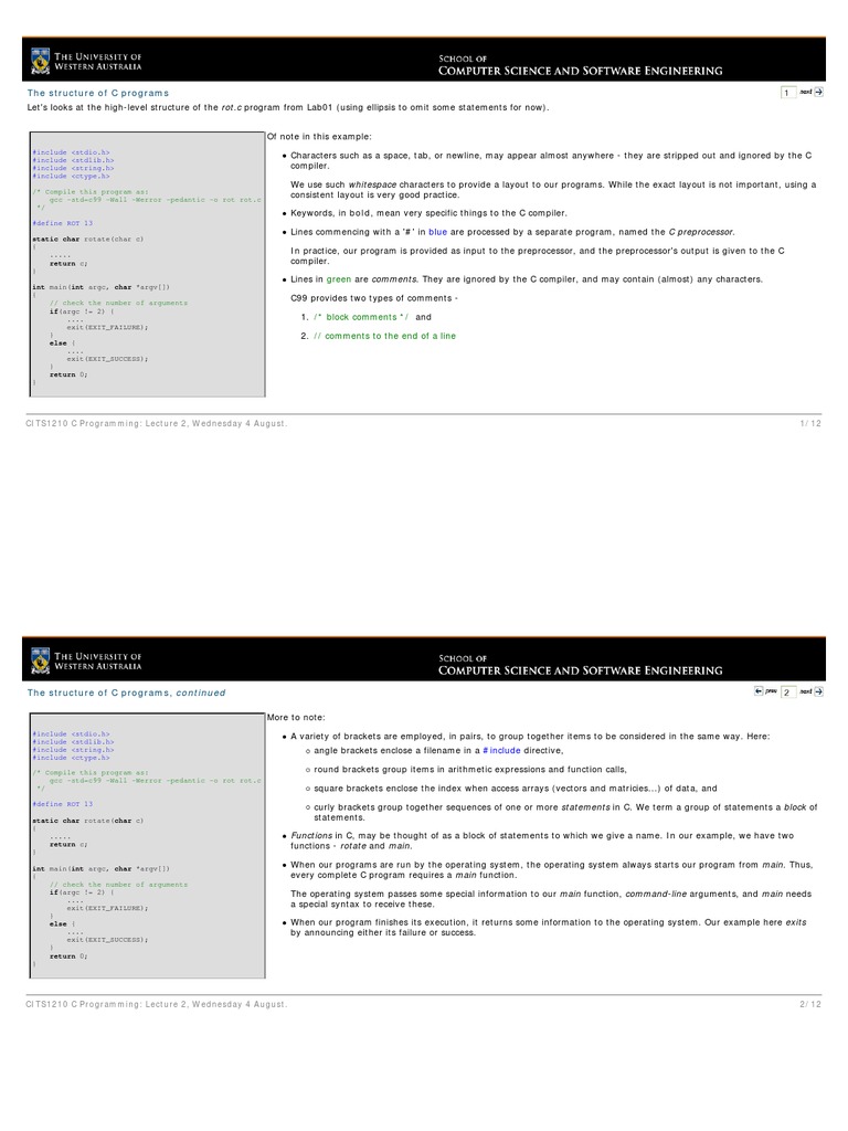 The Structure of C Programs: #Include #Include #Include #Include | PDF ...