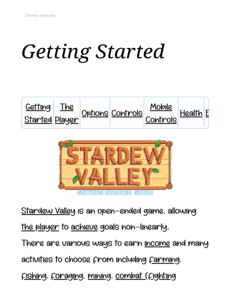 Stardew Valley Getting Started Guide | PDF