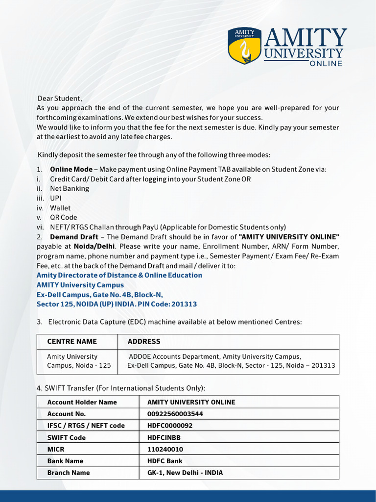 Semester Fee Payment Instructions | PDF | Payments | Financial Technology