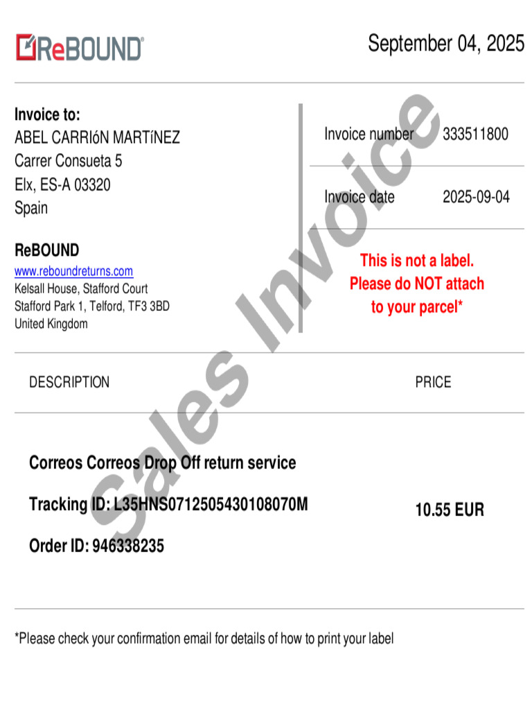 Reboundreturns Invoice 4254 | PDF