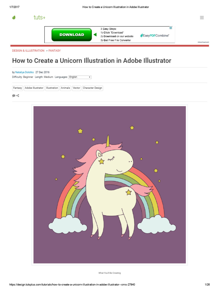 Create a Unicorn Illustration in AI | PDF | Adobe Illustrator | Ellipse