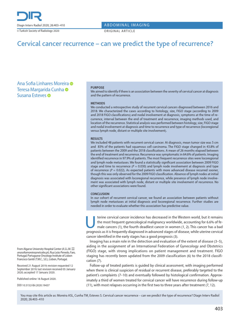 Predicting Cervical Cancer Recurrence Types | PDF | Cervical Cancer ...