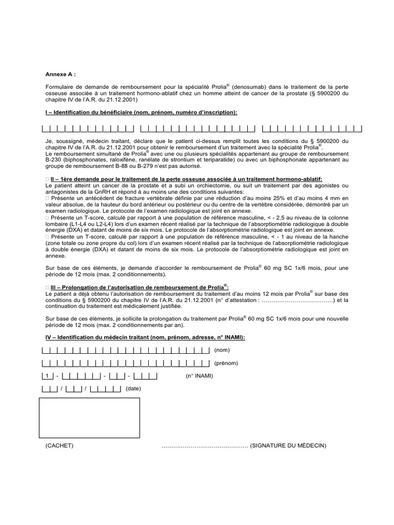 Demande de remboursement Prolia® pour cancer | PDF | Ostéoporose ...
