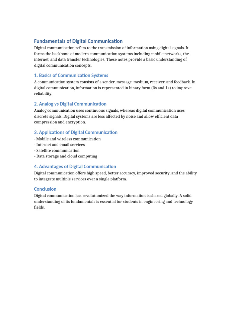 Digital Communication Fundamentals Guide | PDF