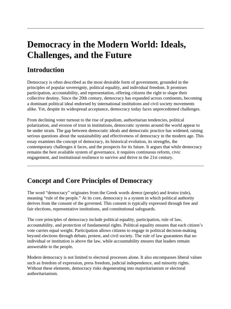 Democracy: Challenges and Future Prospects | PDF | Democracy ...